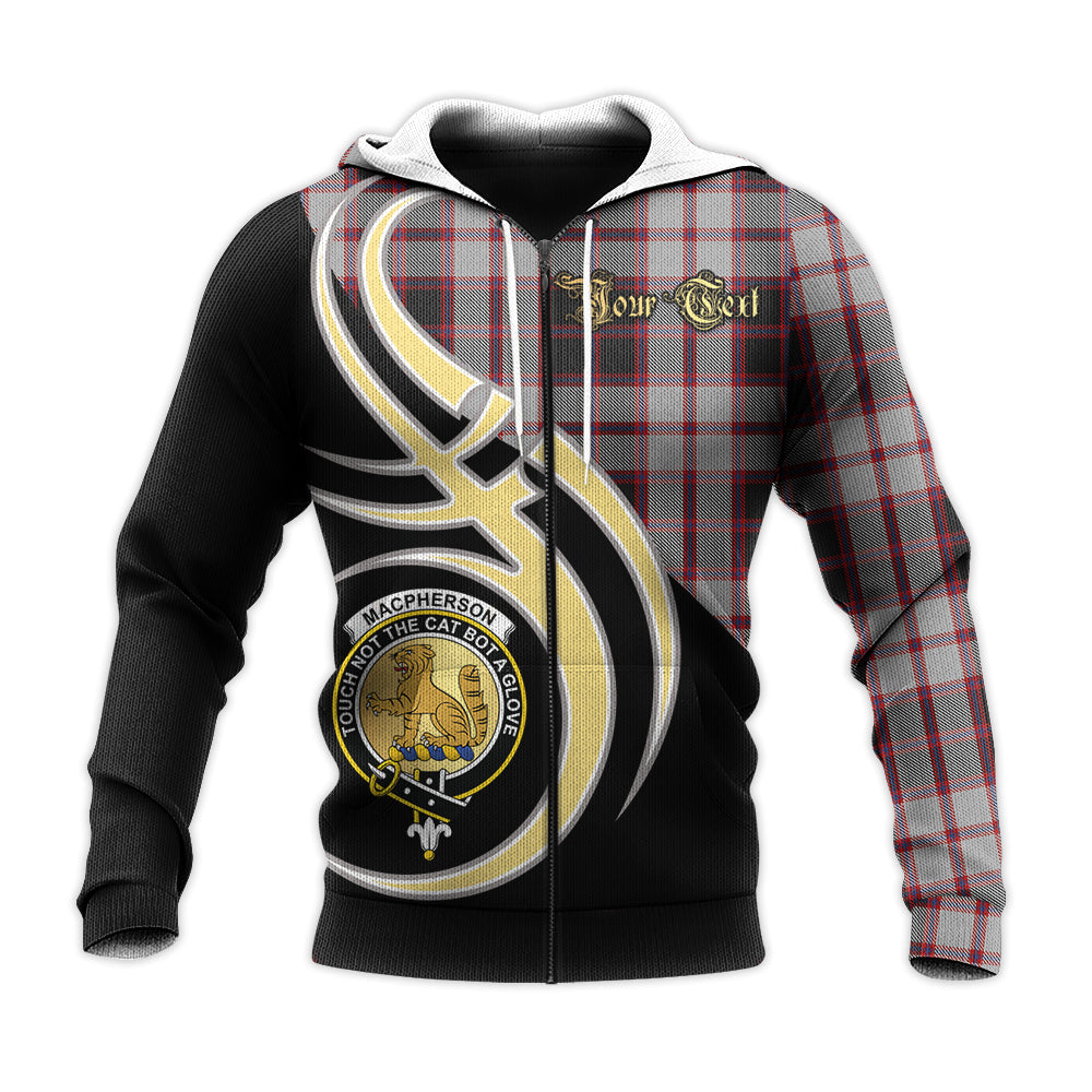 Printivon Macpherson Clan Believe In Me Crest Tartan Knitted Hoodie Custom Your Text
