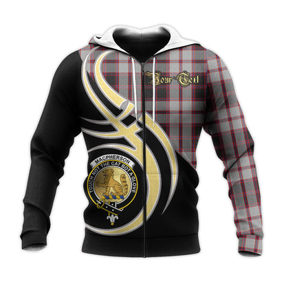 Printivon Macpherson Clan Believe In Me Crest Tartan Knitted Hoodie Custom Your Text