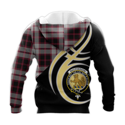 Printivon Macpherson Clan Believe In Me Crest Tartan Knitted Hoodie Custom Your Text