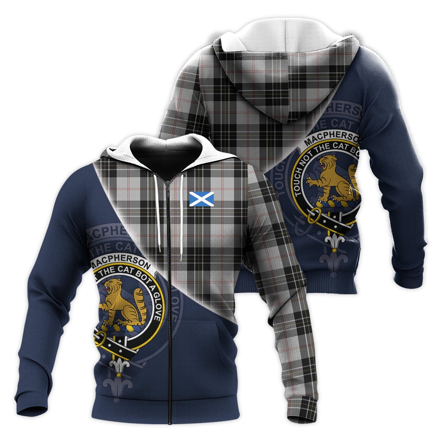 Printivon Macpherson Dress Tartan Scottish Crest Hoodie