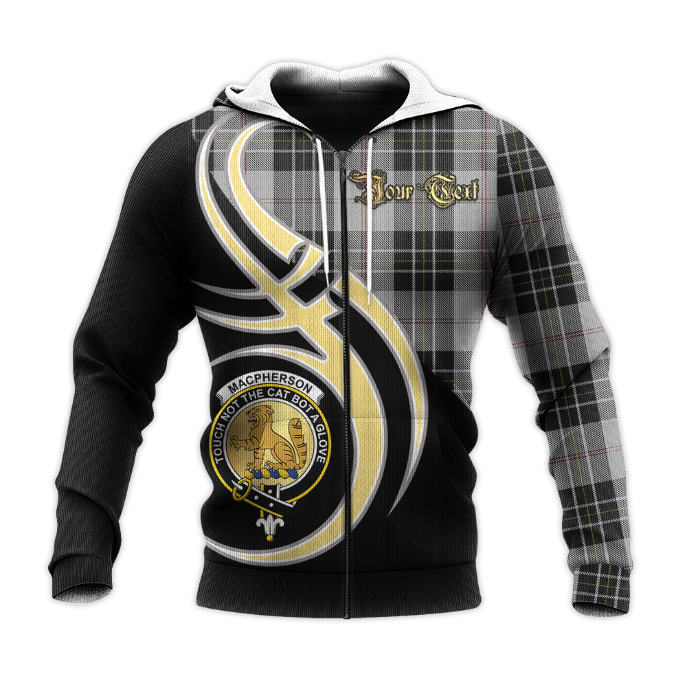 Printivon Macpherson Dress Clan Believe In Me Crest Tartan Knitted Hoodie Custom Your Text