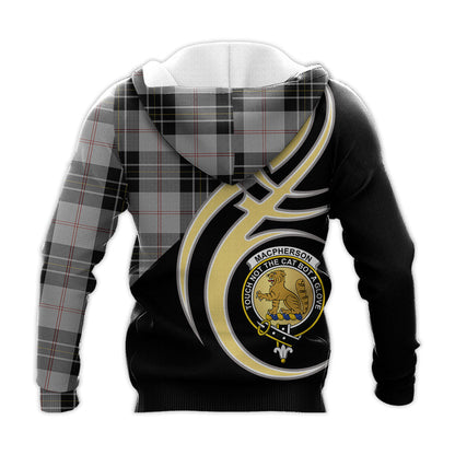 Printivon Macpherson Dress Clan Believe In Me Crest Tartan Knitted Hoodie Custom Your Text