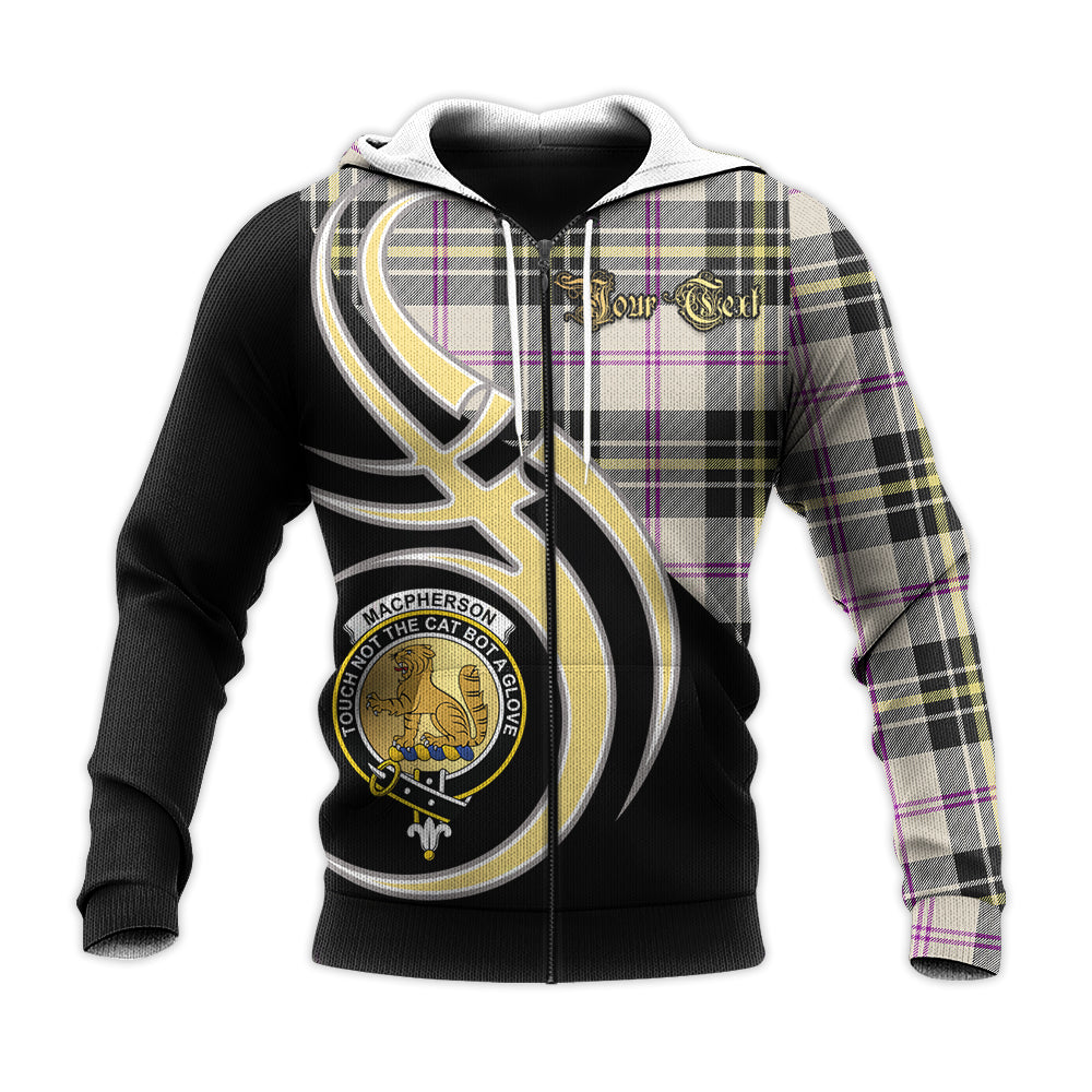 Printivon Macpherson Dress Ancient Clan Believe In Me Crest Tartan Knitted Hoodie Custom Your Text