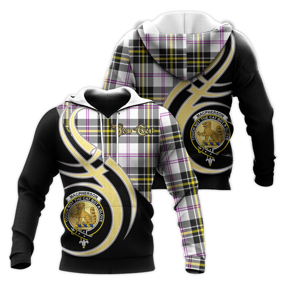 Printivon Macpherson Dress Modern Clan Believe In Me Crest Tartan Knitted Hoodie Custom Your Text
