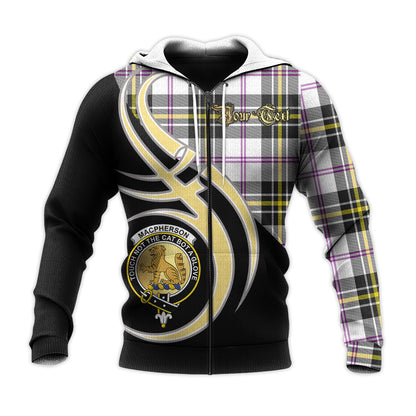 Printivon Macpherson Dress Modern Clan Believe In Me Crest Tartan Knitted Hoodie Custom Your Text