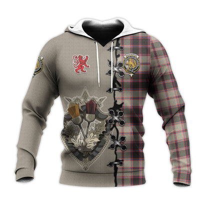 Printivon Macpherson Hunting Ancient Tartan Hoodie Lion Rampant And Celtic Thistle Style