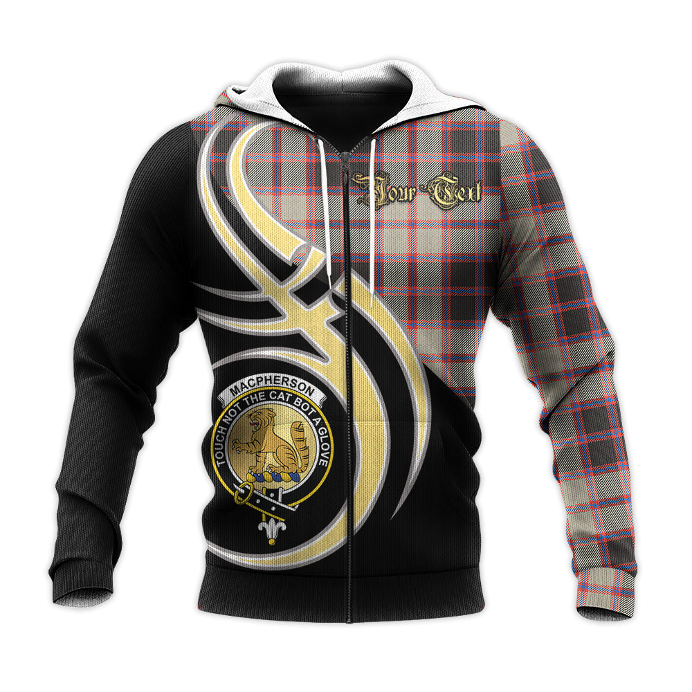 Printivon Macpherson Hunting Ancient Clan Believe In Me Crest Tartan Knitted Hoodie Custom Your Text