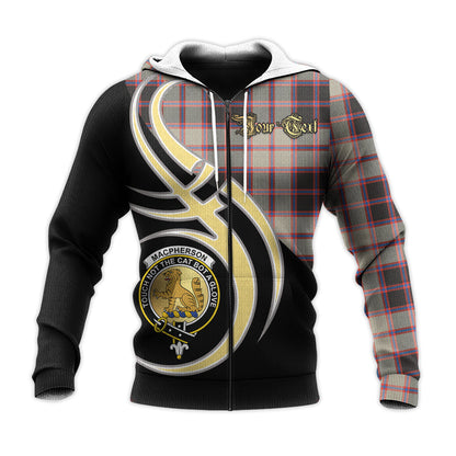 Printivon Macpherson Hunting Ancient Clan Believe In Me Crest Tartan Knitted Hoodie Custom Your Text