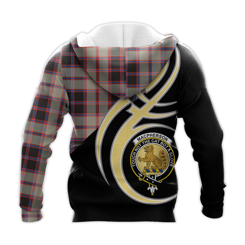 Printivon Macpherson Hunting Ancient Clan Believe In Me Crest Tartan Knitted Hoodie Custom Your Text