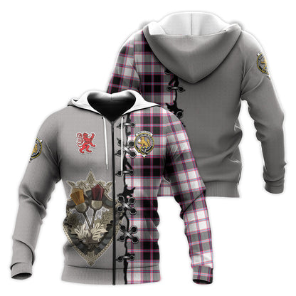 Printivon Macpherson Hunting Modern Tartan Hoodie Lion Rampant And Celtic Thistle Style