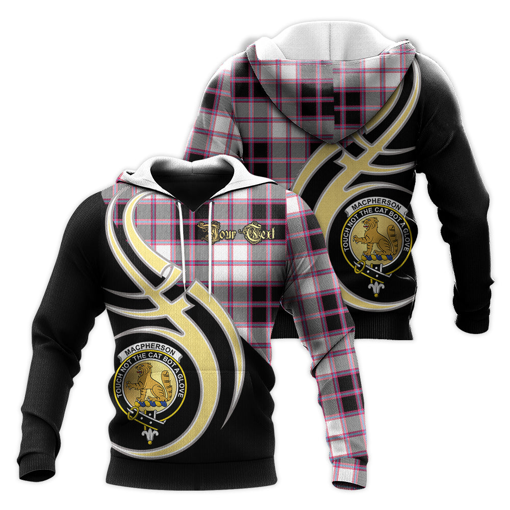 Printivon Macpherson Hunting Modern Clan Believe In Me Crest Tartan Knitted Hoodie Custom Your Text