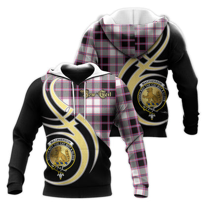 Printivon Macpherson Hunting Modern Clan Believe In Me Crest Tartan Knitted Hoodie Custom Your Text
