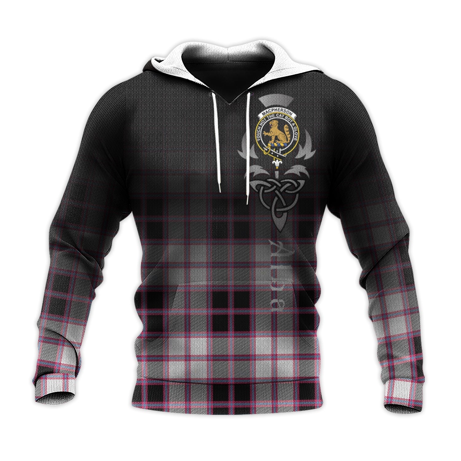 Printivon Macpherson Hunting Modern Tartan Crest Alba Celtic Hoodie
