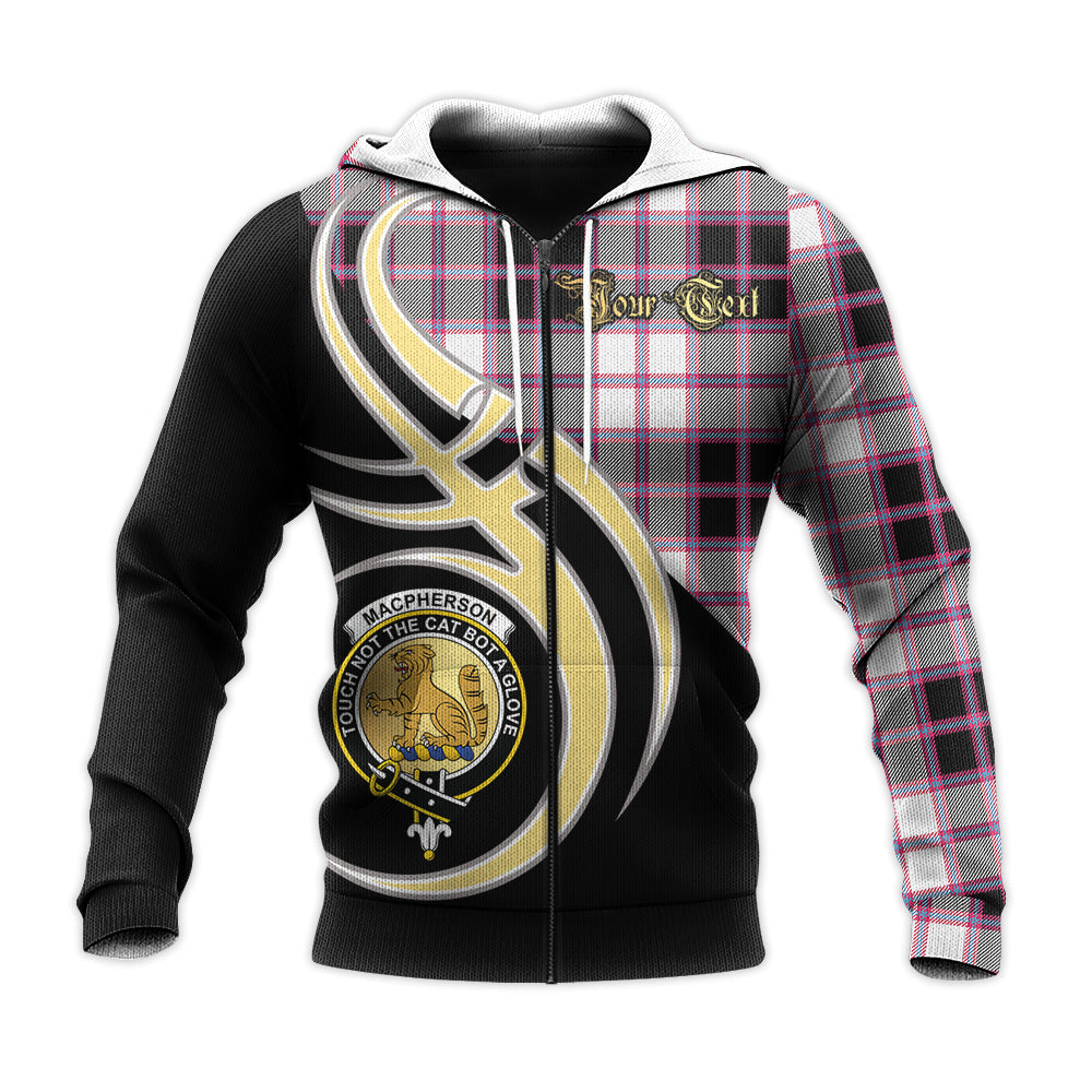 Printivon Macpherson Hunting Modern Clan Believe In Me Crest Tartan Knitted Hoodie Custom Your Text