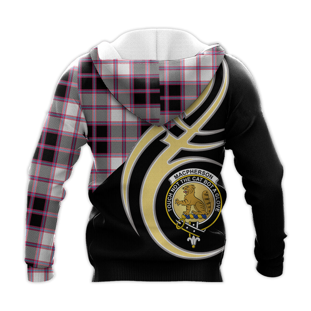 Printivon Macpherson Hunting Modern Clan Believe In Me Crest Tartan Knitted Hoodie Custom Your Text