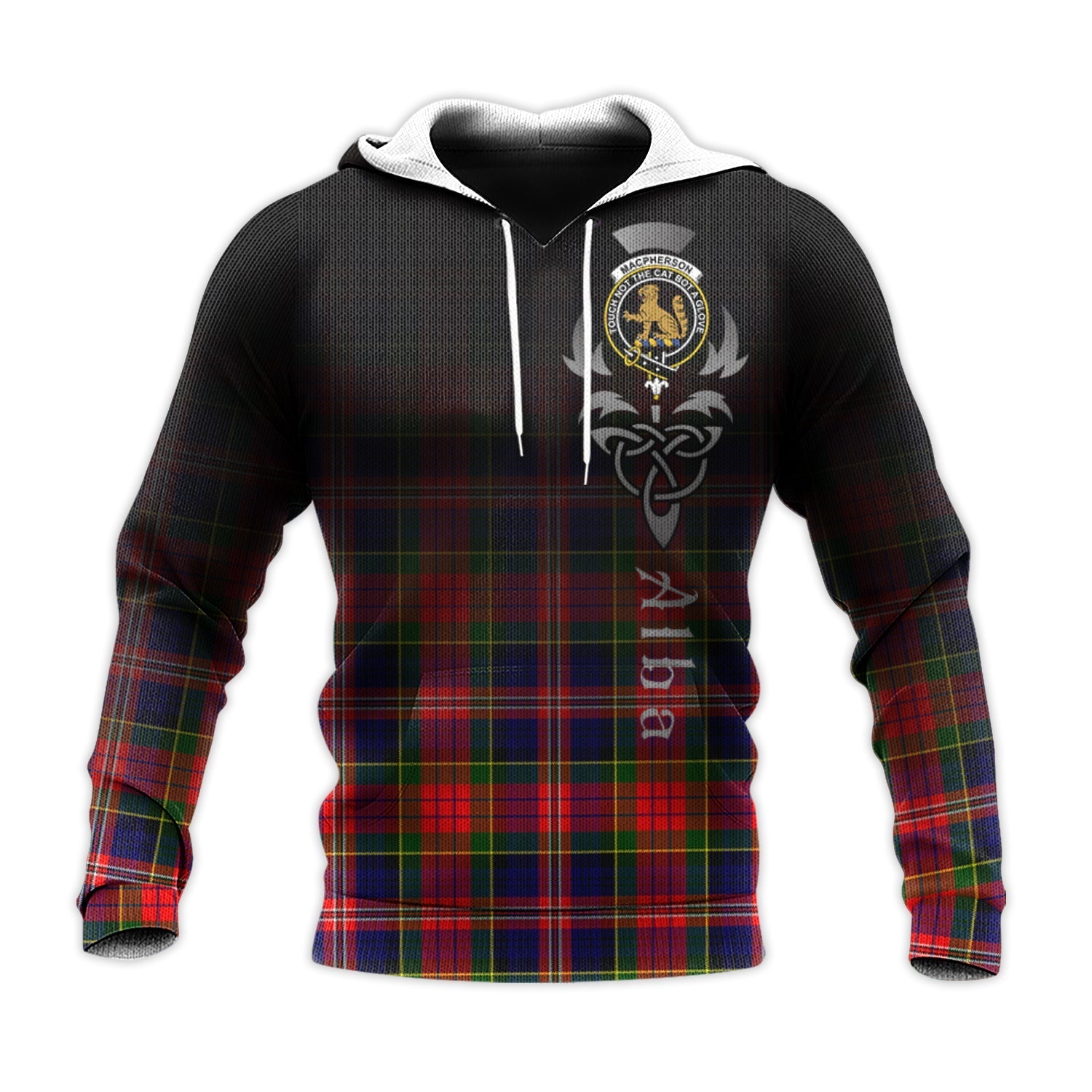 Printivon Macpherson Modern Tartan Crest Alba Celtic Hoodie