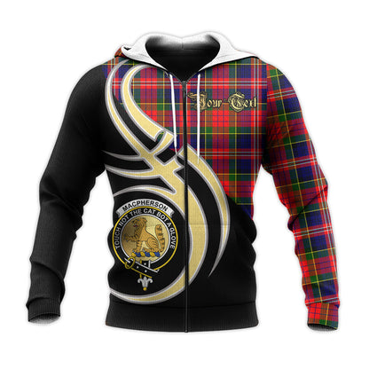 Printivon Macpherson Modern Clan Believe In Me Crest Tartan Knitted Hoodie Custom Your Text