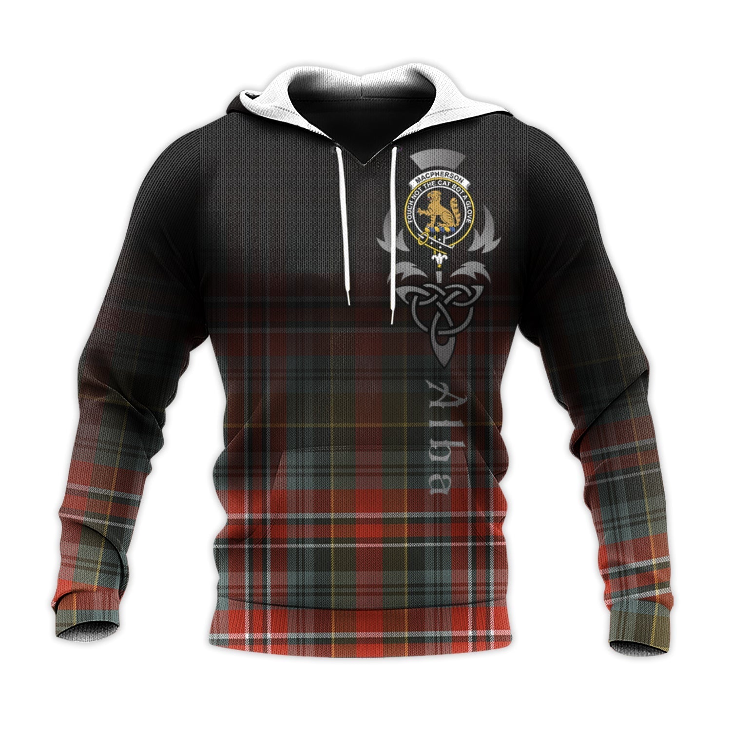 Printivon Macpherson Weathered Tartan Crest Alba Celtic Hoodie