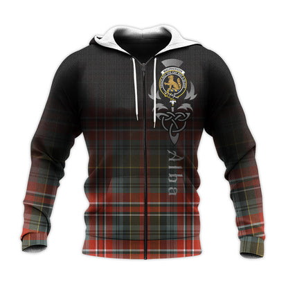 Printivon Macpherson Weathered Tartan Crest Alba Celtic Hoodie