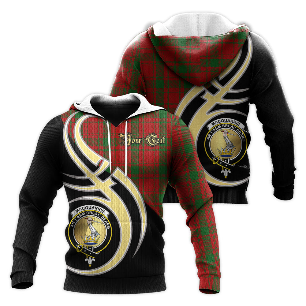 Printivon Macquarrie Clan Believe In Me Crest Tartan Knitted Hoodie Custom Your Text