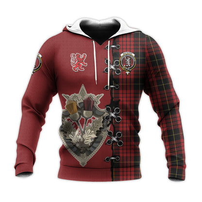 Printivon Macqueen Tartan Hoodie Lion Rampant And Celtic Thistle Style