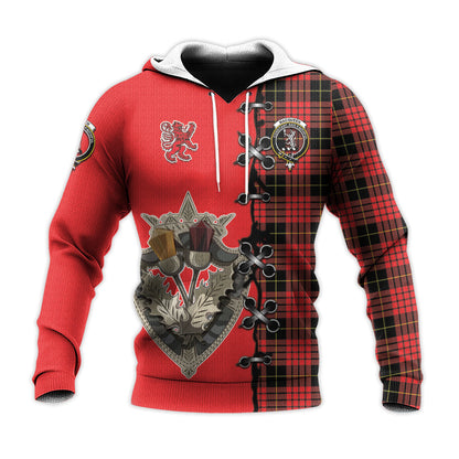 Printivon Macqueen Modern Tartan Hoodie Lion Rampant And Celtic Thistle Style