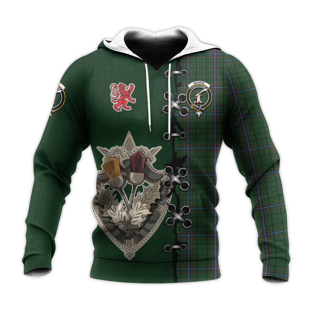 Printivon Macrae Tartan Hoodie Lion Rampant And Celtic Thistle Style