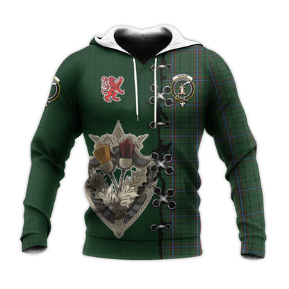 Printivon Macrae Tartan Hoodie Lion Rampant And Celtic Thistle Style