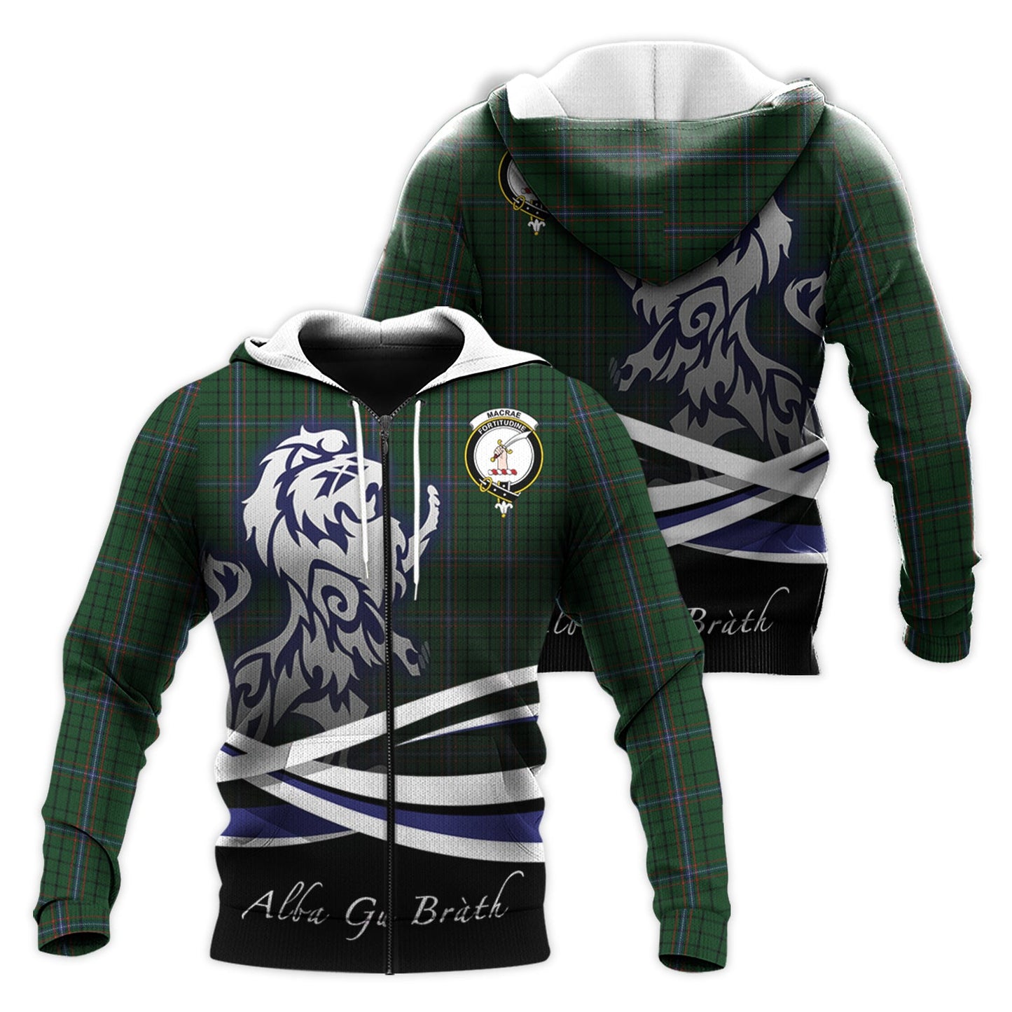 Printivon Macrae Tartan Scottish Lion Hoodie