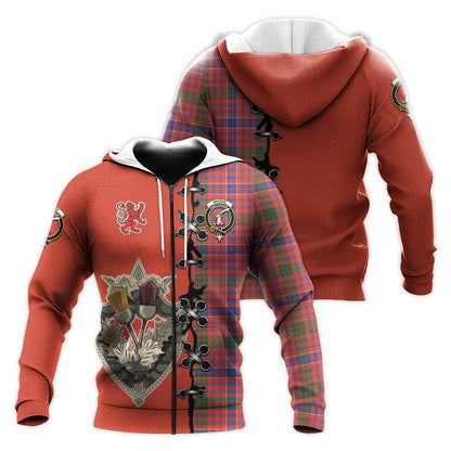 Printivon Macrae Ancient Tartan Hoodie Lion Rampant And Celtic Thistle Style