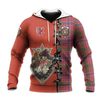 Printivon Macrae Ancient Tartan Hoodie Lion Rampant And Celtic Thistle Style