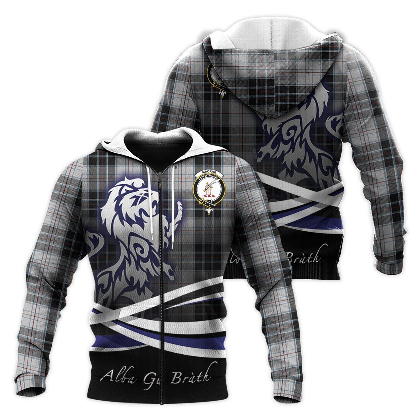 Printivon Macrae Dress Tartan Scottish Lion Hoodie