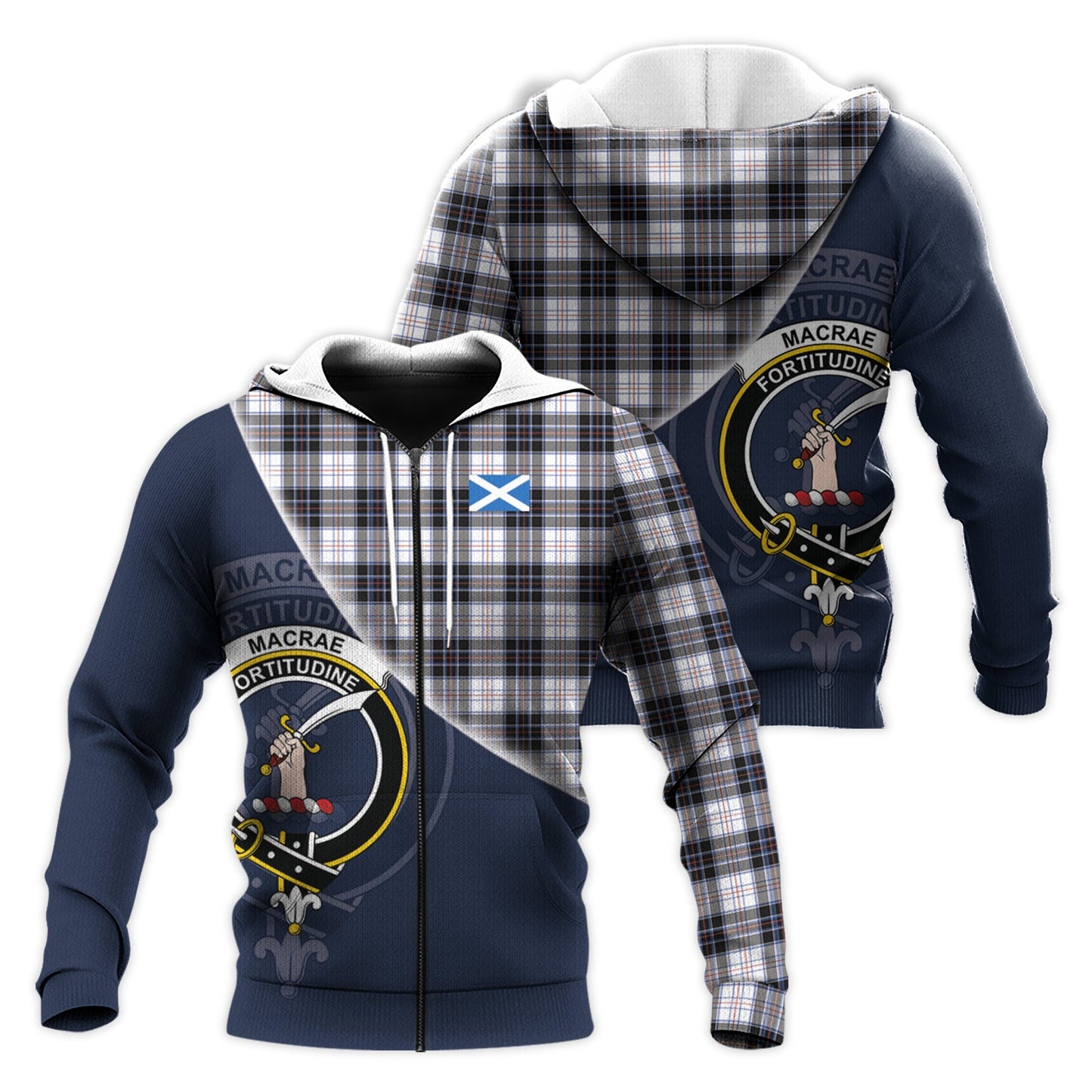 Printivon Macrae Dress Modern Tartan Scottish Crest Hoodie