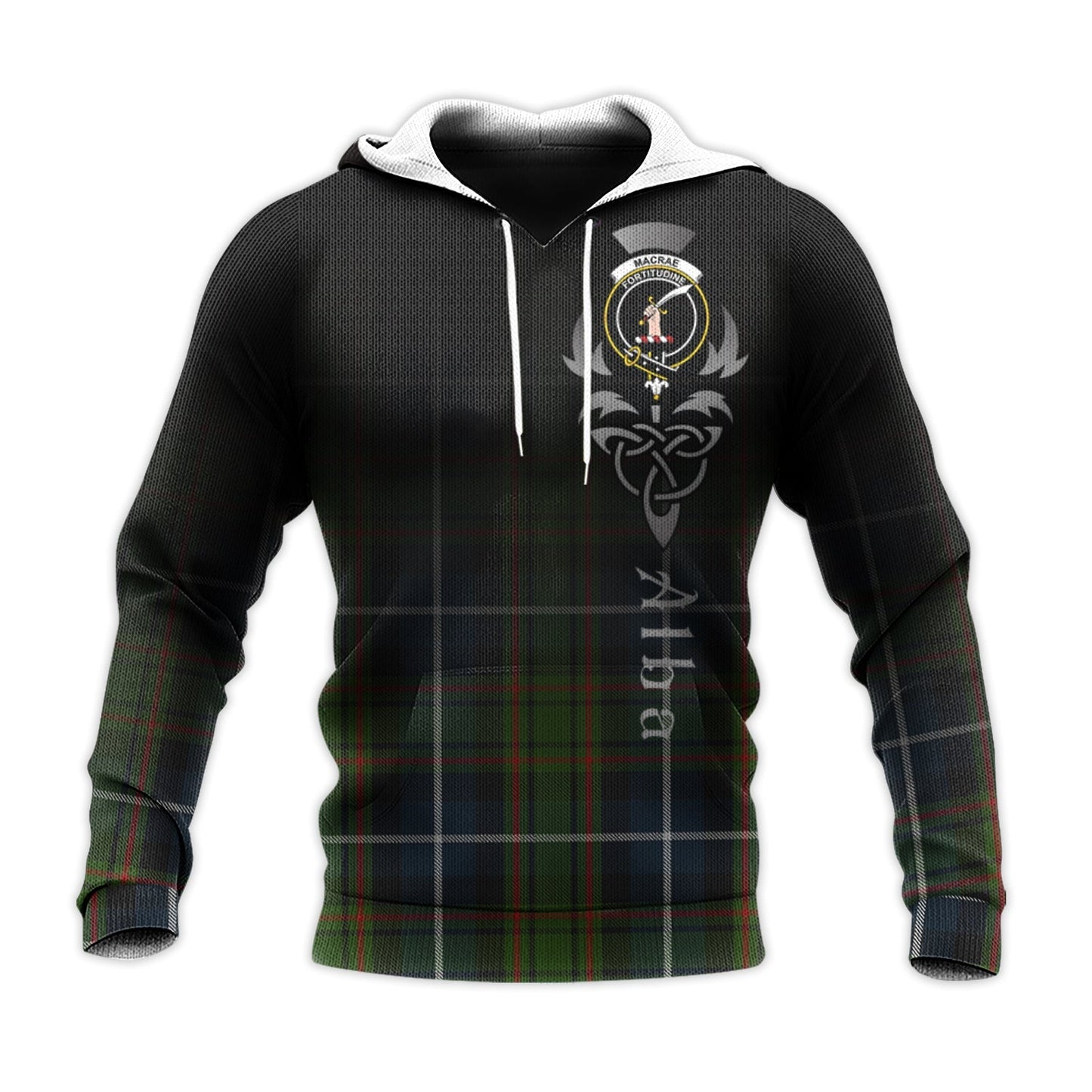 Printivon Macrae Hunting Tartan Crest Alba Celtic Hoodie