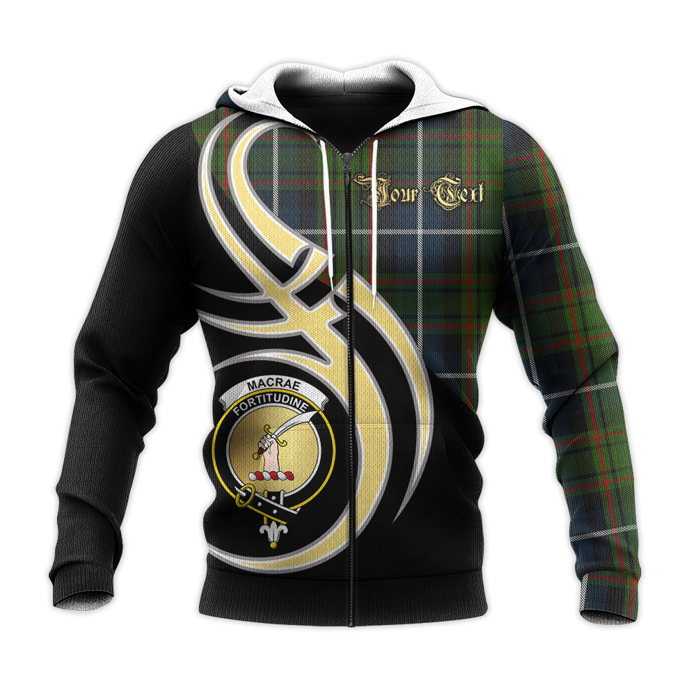 Printivon Macrae Hunting Clan Believe In Me Crest Tartan Knitted Hoodie Custom Your Text