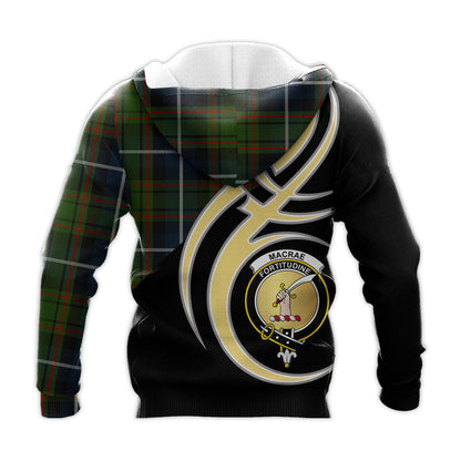 Printivon Macrae Hunting Clan Believe In Me Crest Tartan Knitted Hoodie Custom Your Text