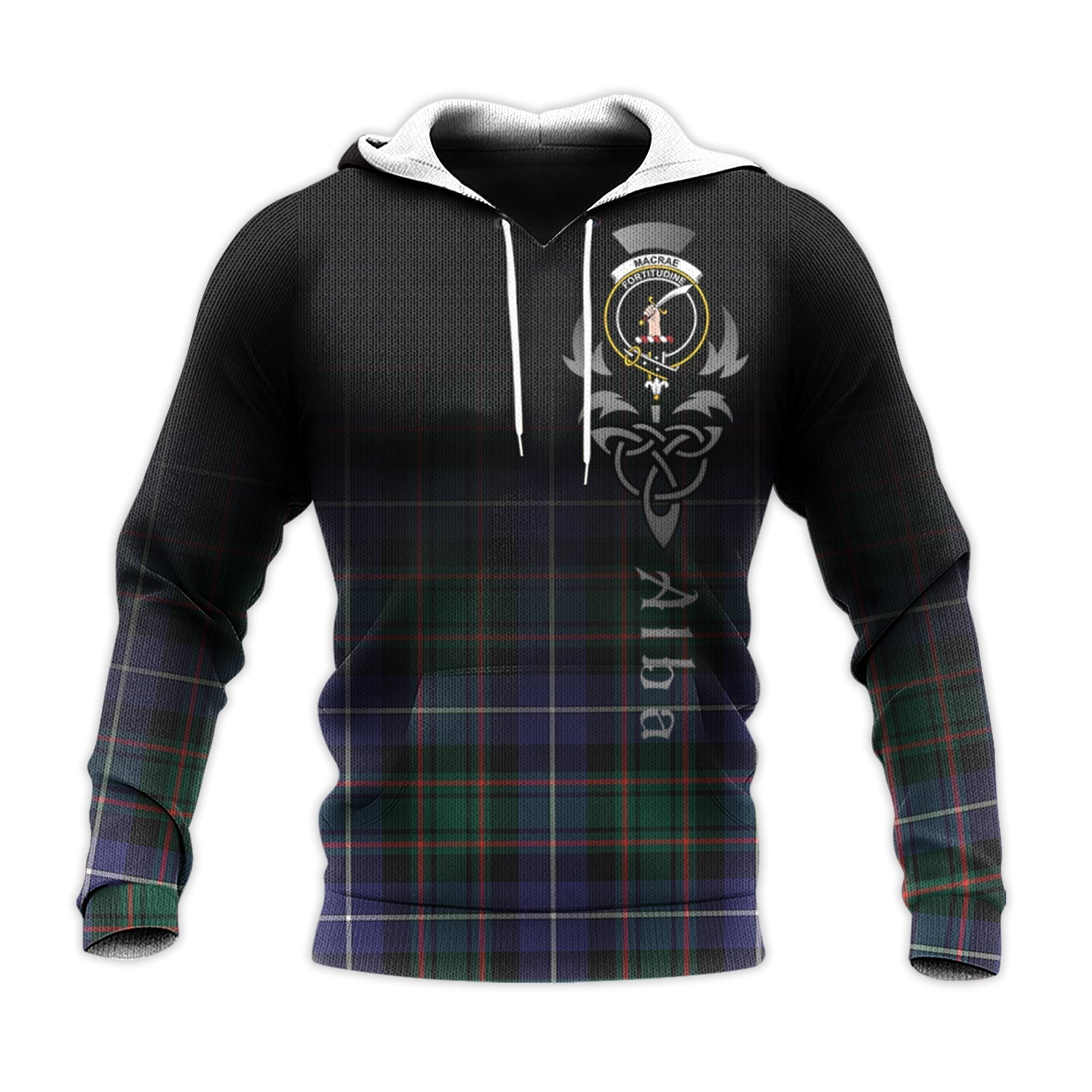 Printivon Macrae Hunting Modern Tartan Crest Alba Celtic Hoodie