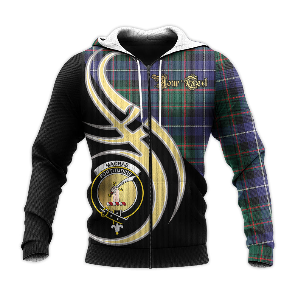 Printivon Macrae Hunting Modern Clan Believe In Me Crest Tartan Knitted Hoodie Custom Your Text