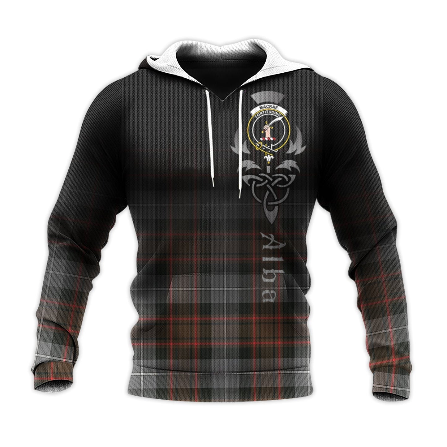 Printivon Macrae Hunting Weathered Tartan Crest Alba Celtic Hoodie