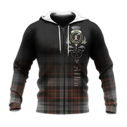 Printivon Macrae Hunting Weathered Tartan Crest Alba Celtic Hoodie