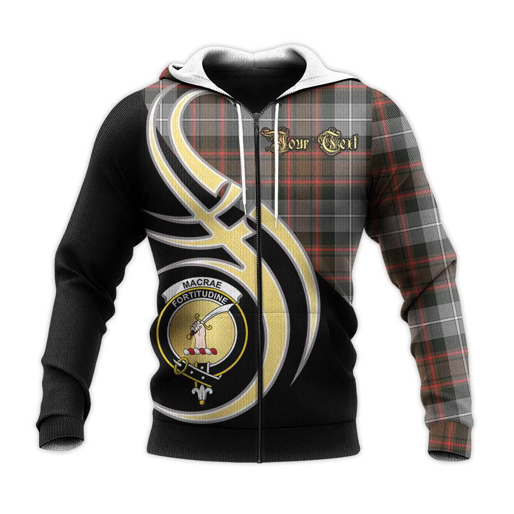 Printivon Macrae Hunting Weathered Clan Believe In Me Crest Tartan Knitted Hoodie Custom Your Text