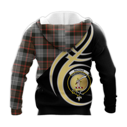 Printivon Macrae Hunting Weathered Clan Believe In Me Crest Tartan Knitted Hoodie Custom Your Text