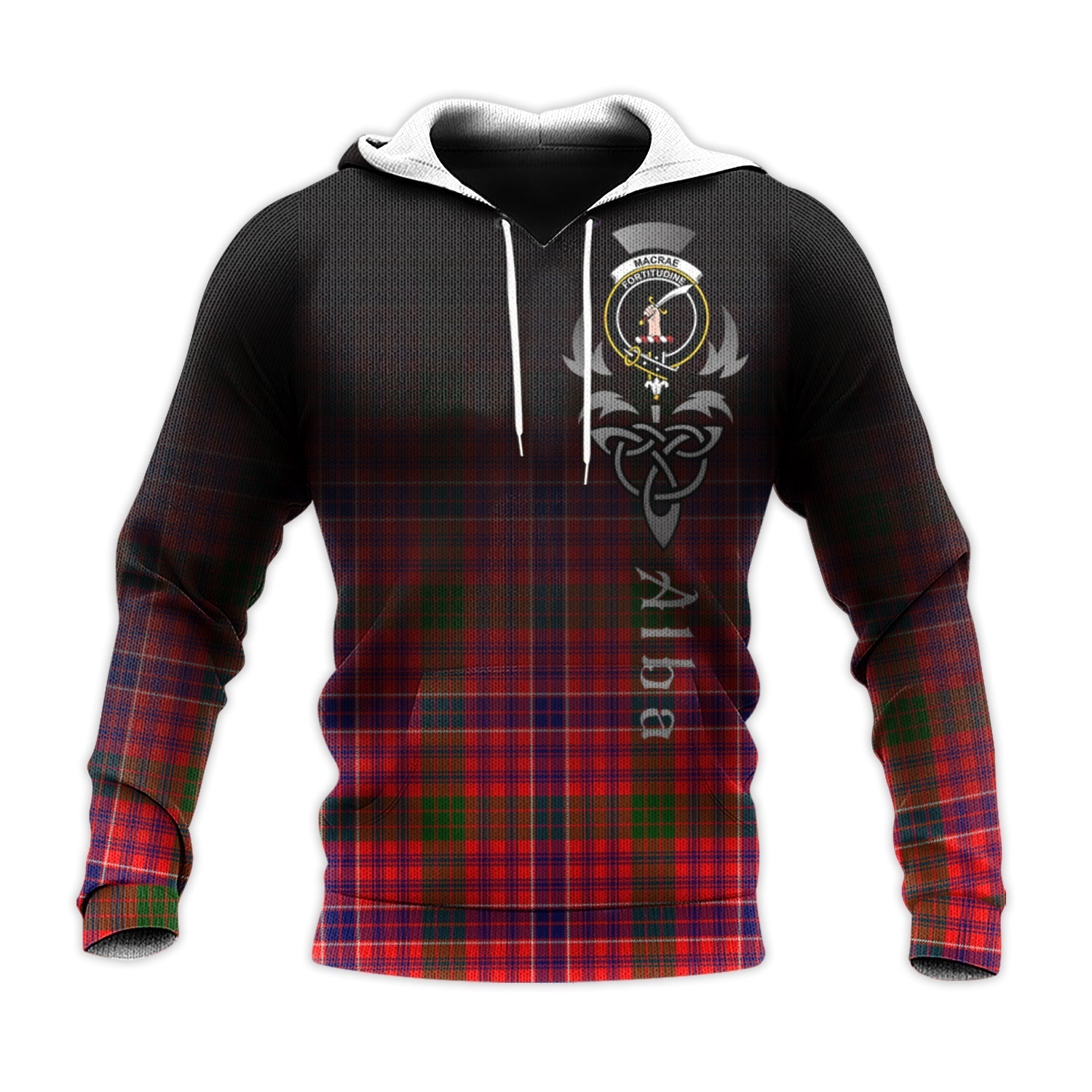 Printivon Macrae Modern Tartan Crest Alba Celtic Hoodie