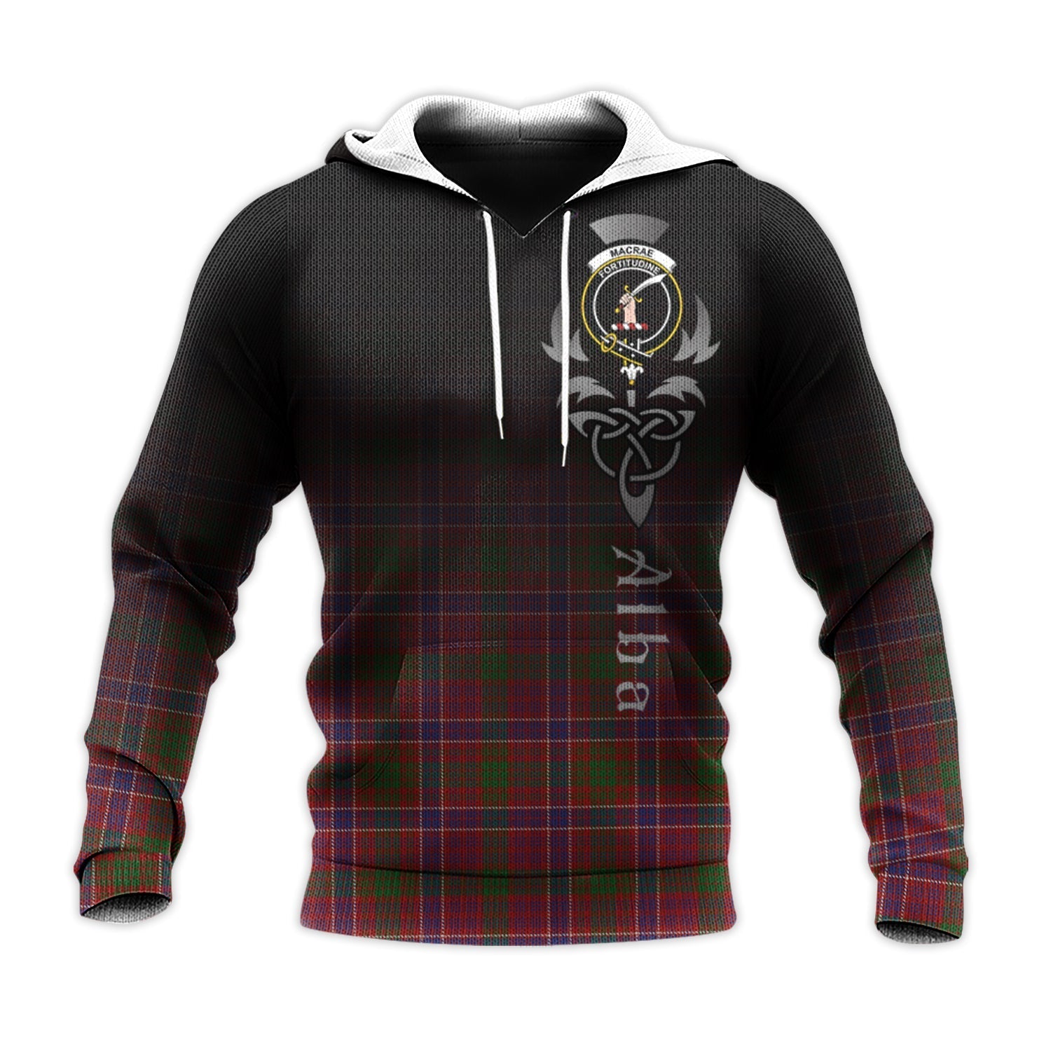 Printivon Macrae Red Tartan Crest Alba Celtic Hoodie
