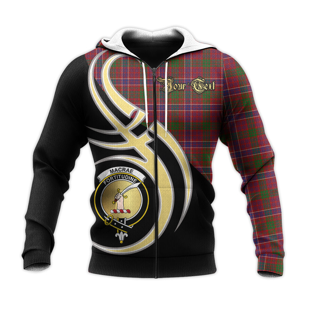 Printivon Macrae Red Clan Believe In Me Crest Tartan Knitted Hoodie Custom Your Text