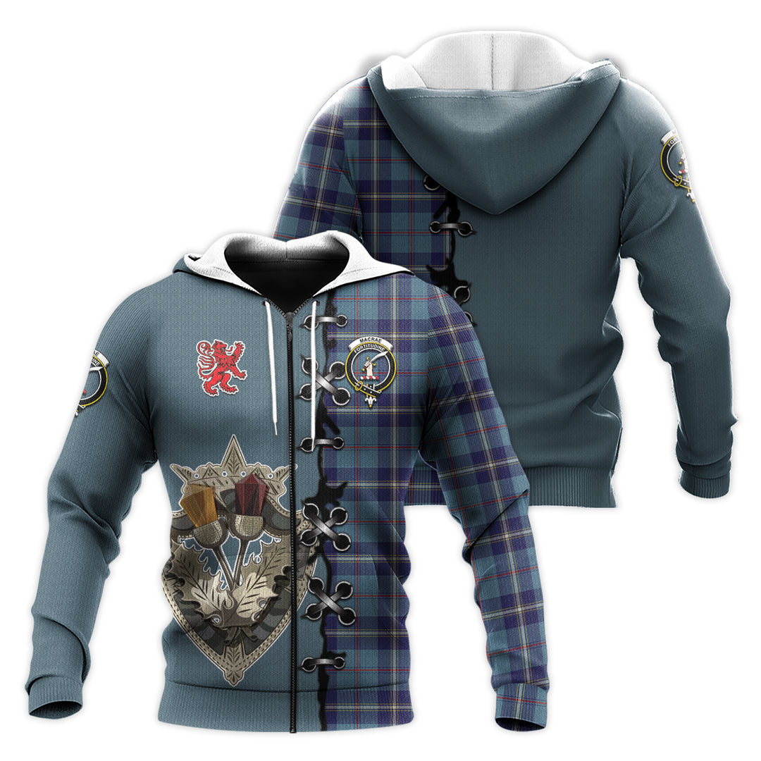 Printivon Macraes Of America Tartan Hoodie Lion Rampant And Celtic Thistle Style