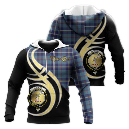 Printivon Macraes Of America Clan Believe In Me Crest Tartan Knitted Hoodie Custom Your Text