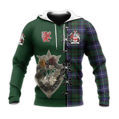 Printivon Macrow Hunting Tartan Hoodie Lion Rampant And Celtic Thistle Style