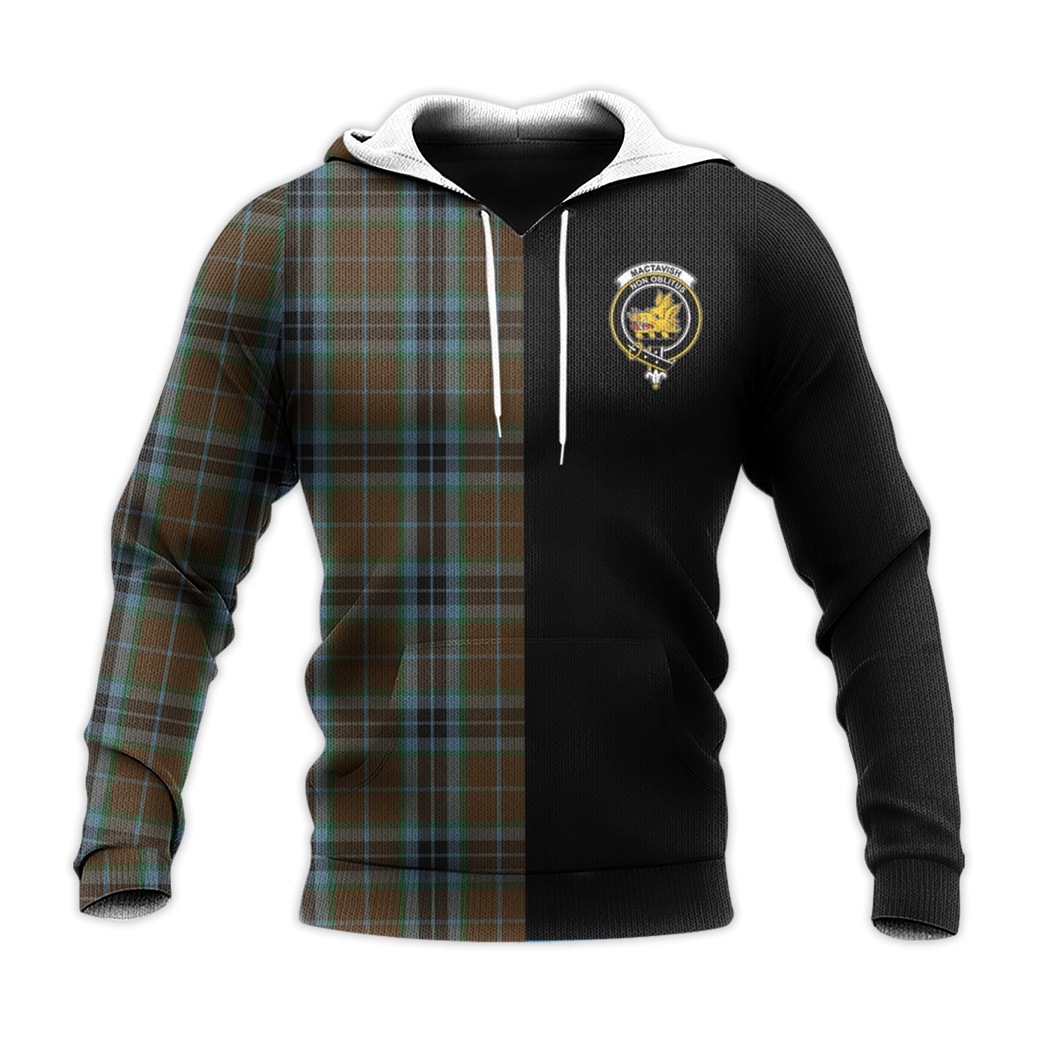 Printivon Mactavish Hunting Tartan Personalize Half Hoodie
