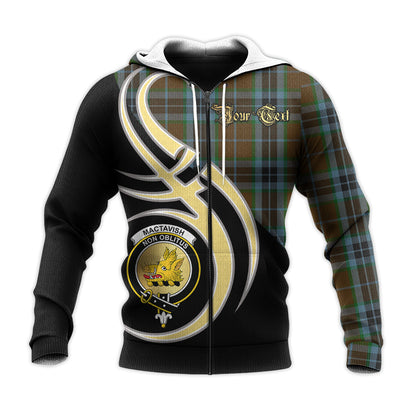 Printivon Mactavish Hunting Clan Believe In Me Crest Tartan Knitted Hoodie Custom Your Text